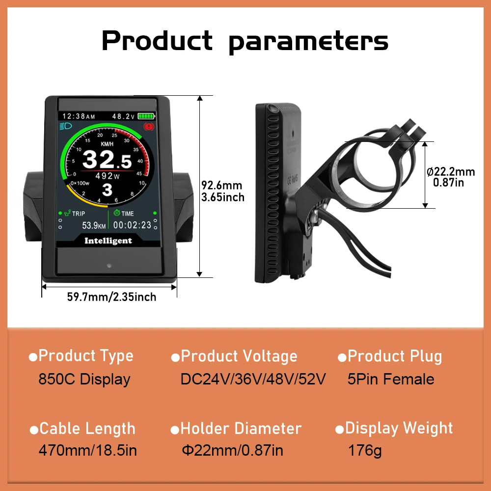 BaFang 850C Color LCD UART 5Pin Female BBS01B/BBS02B/BBSHD Conversion Kits