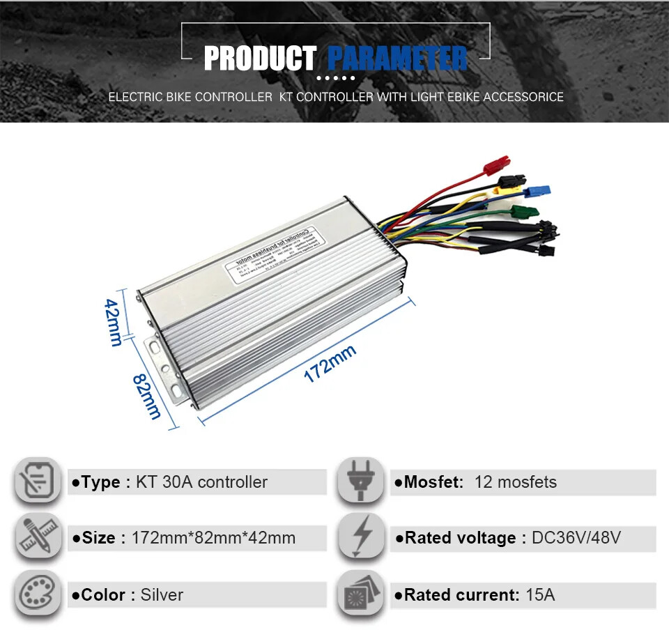 E-bike Controller 48V 1000W 1500W 30A Waterproof Connector with Light Function