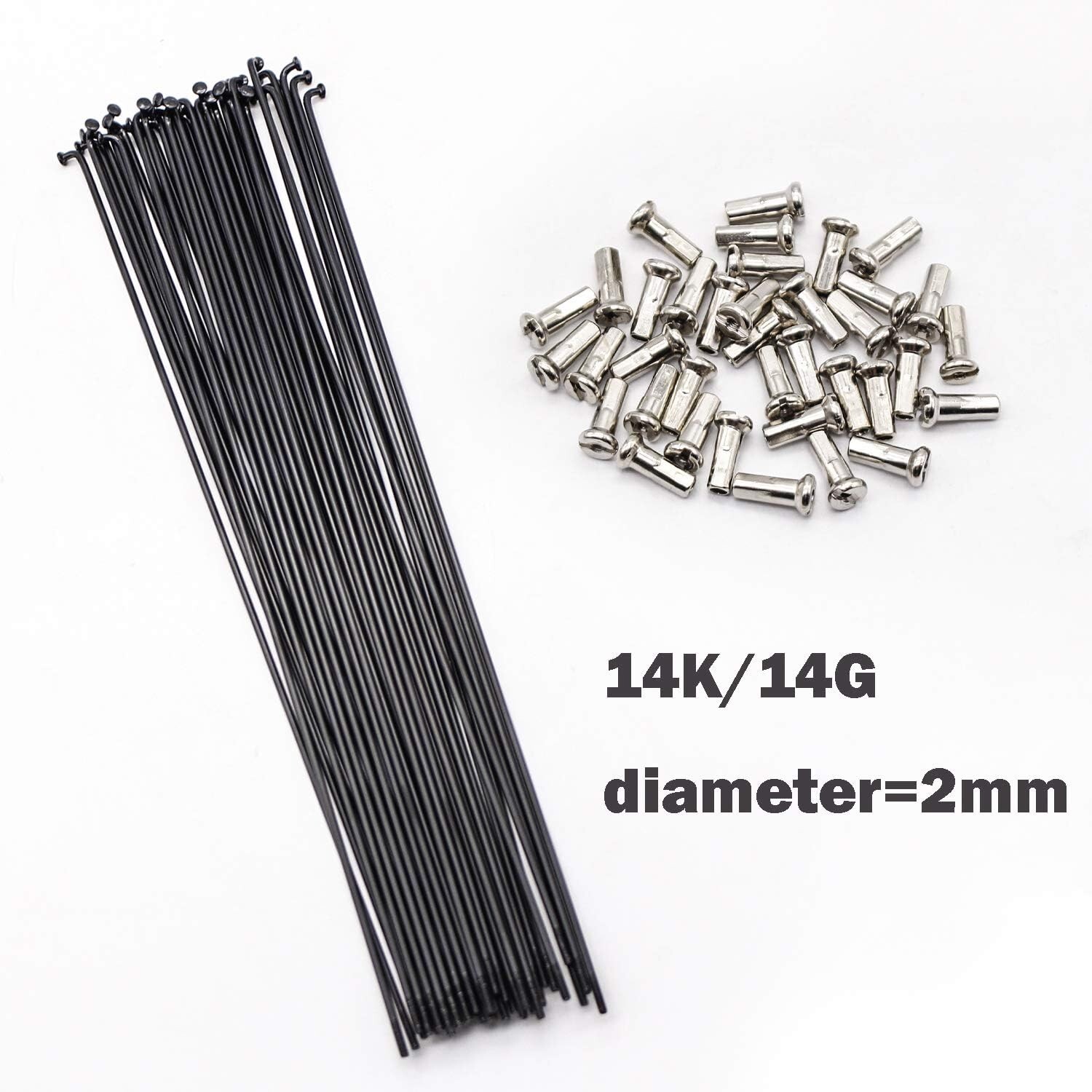 🆕 Bicycle Black Stainless Steel Spokes 257 mm with Cap 36 Pcs