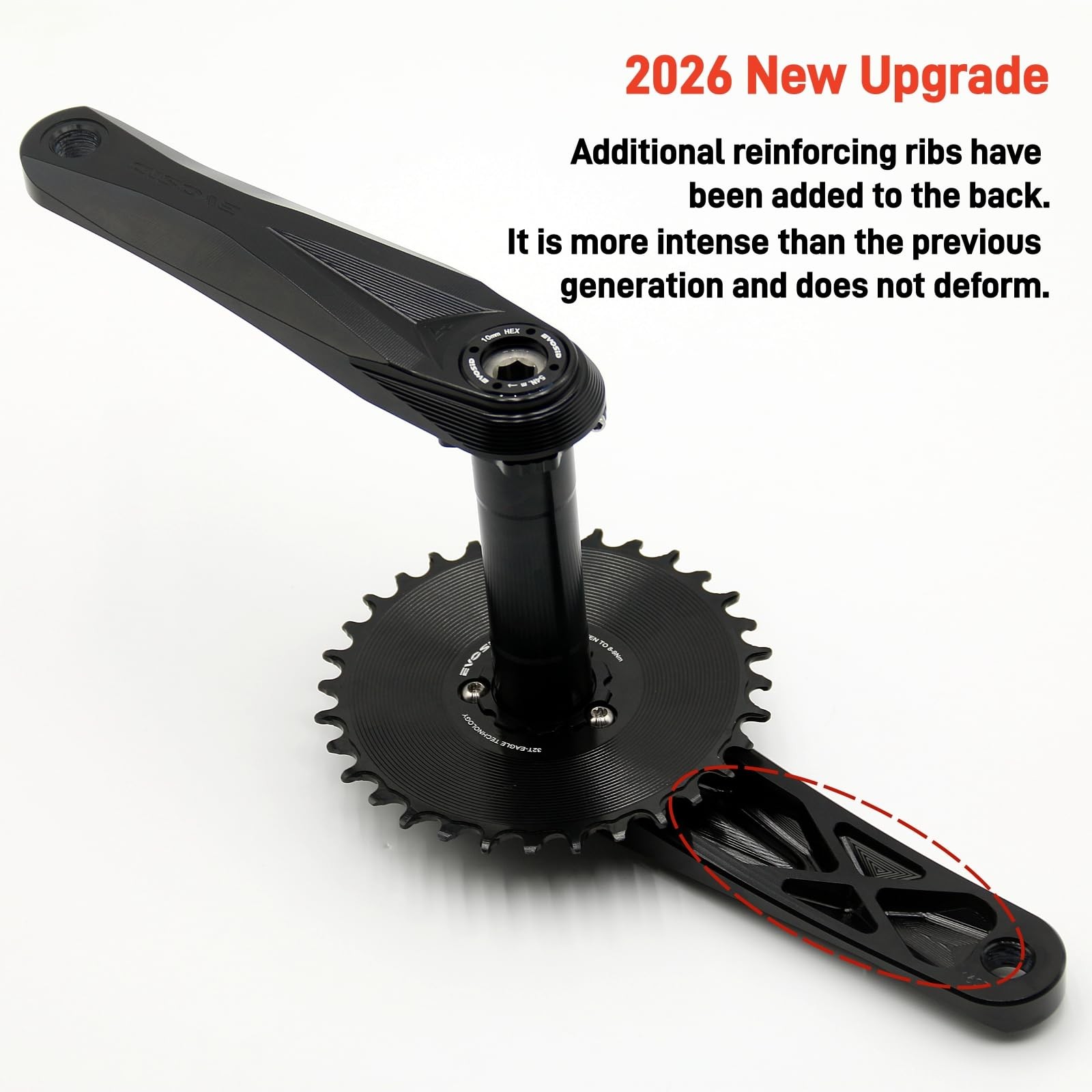 EVOSID Mountain Bike Crankset, Hollow Crank Arm 160/165/170MM CNC Aluminum Al…