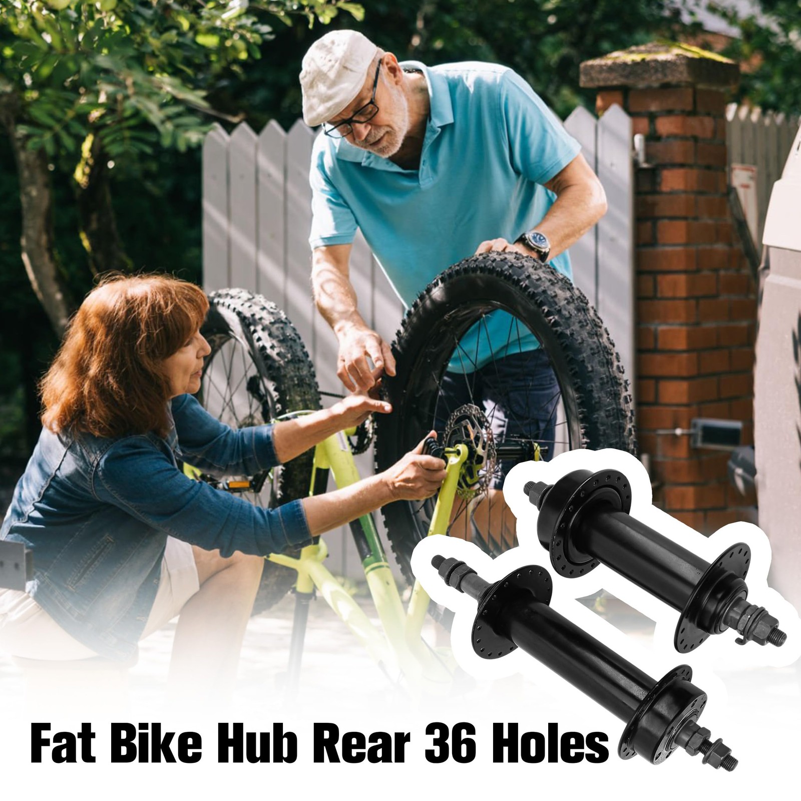 Fat Tire Bike Wheel Part Hub, Rear Hub 195Mm Front Hub 135Mm 36 Holes Thread Cas