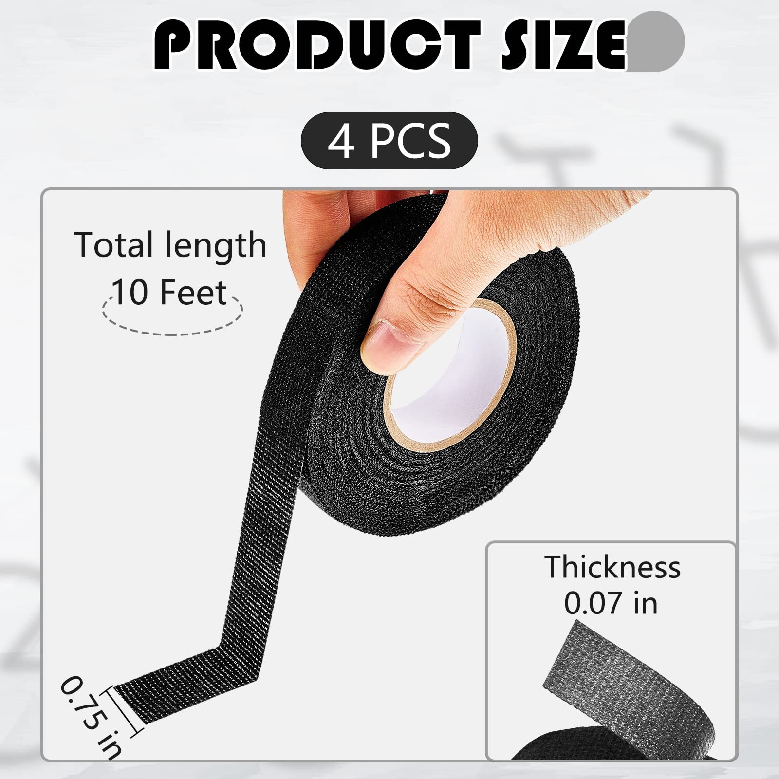 Jecery 4 Pcs Cloth Bike Handlebar Tape 10 ft Roll Bike Bar Grip Tape, 0.75 Inche