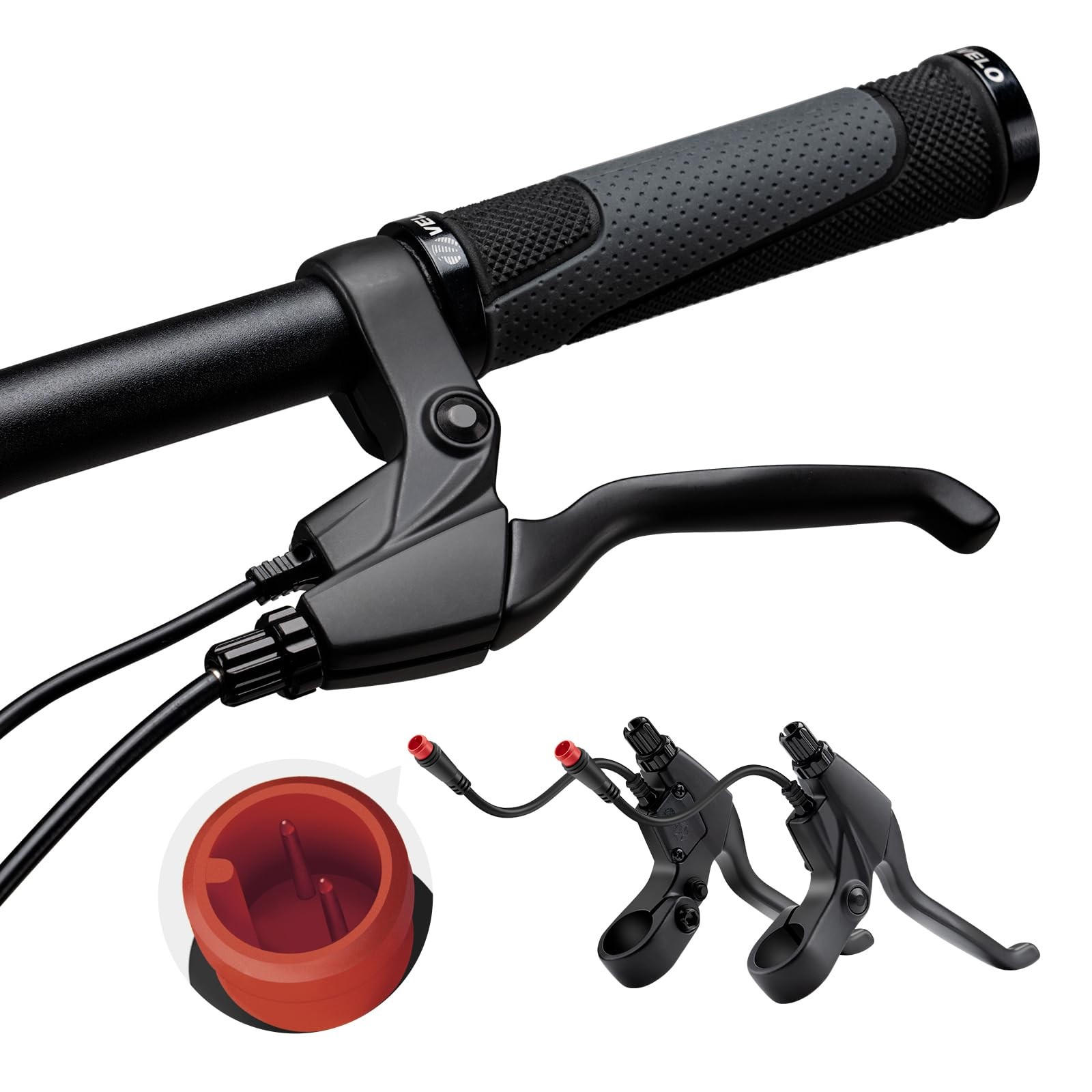 2 Pin E Bike Brake Levers Set Waterproof Electric Cut Off Power Handles