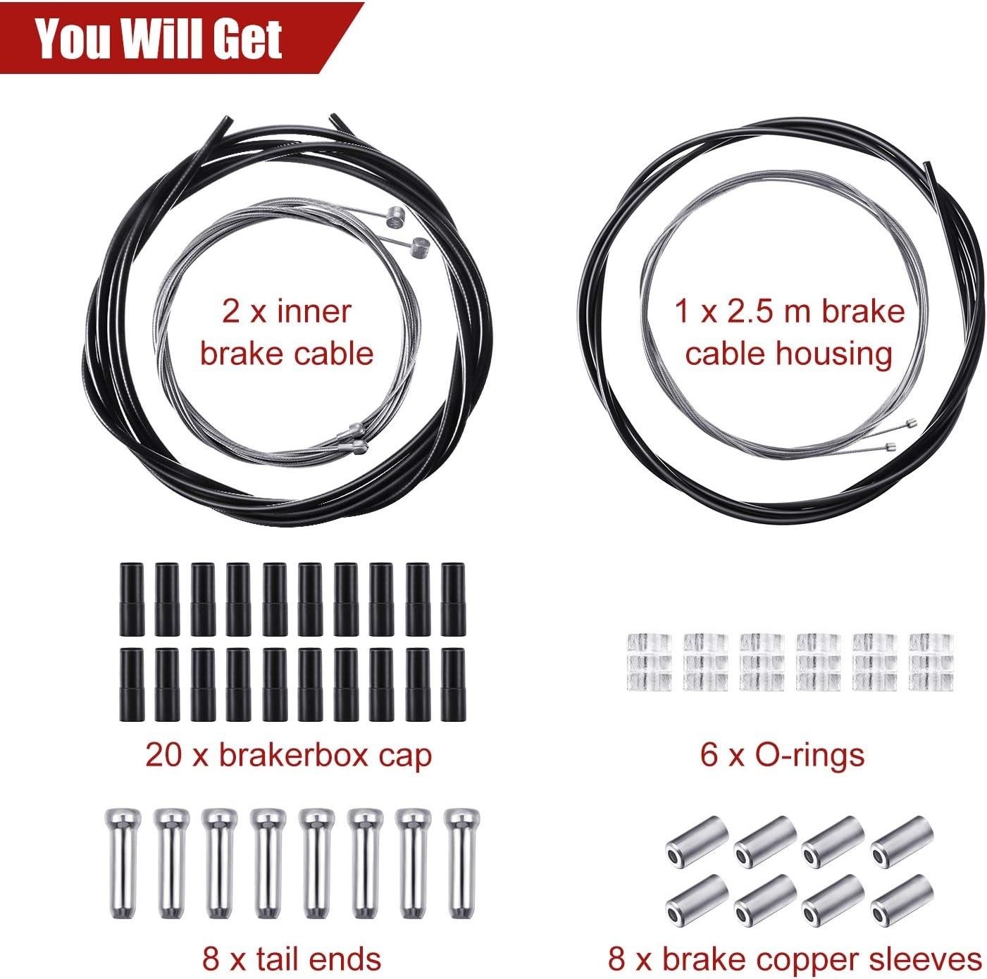 Universal Bike Brake & Shift Cable Kit for Mountain & Road Bikes
