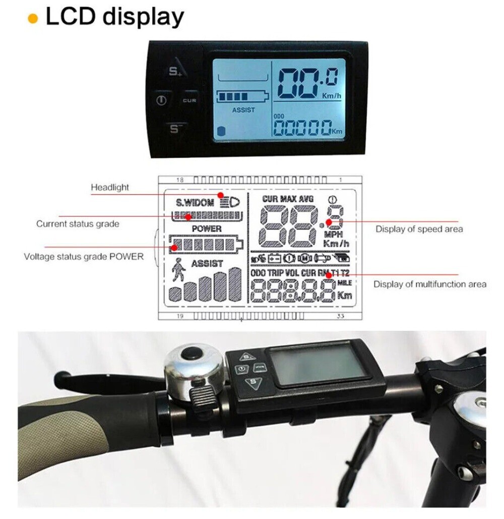 48V 250W-500W Electric Bike Motor Wheel Kit Controller Waterproof Line Display