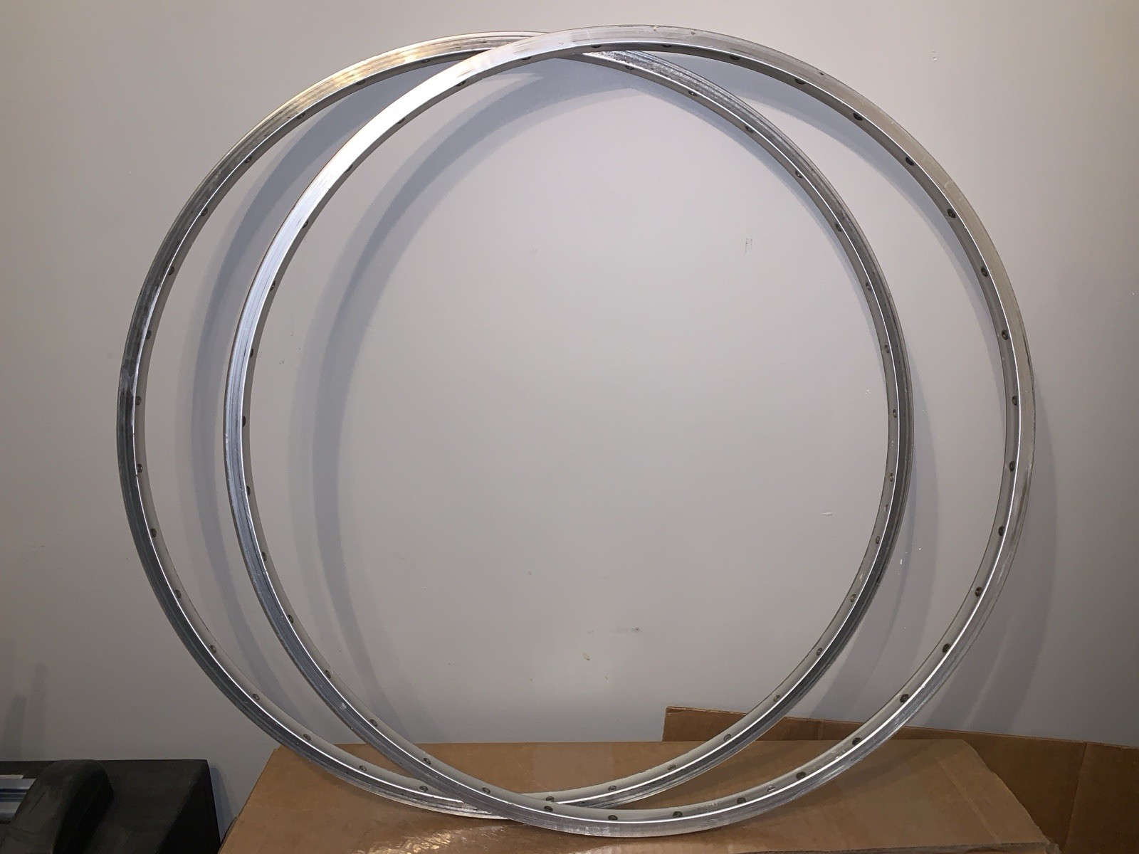 2 Vintage Weinmann Concave 700c Rim 36H Silver Clincher Alloy Presta 70s 80s