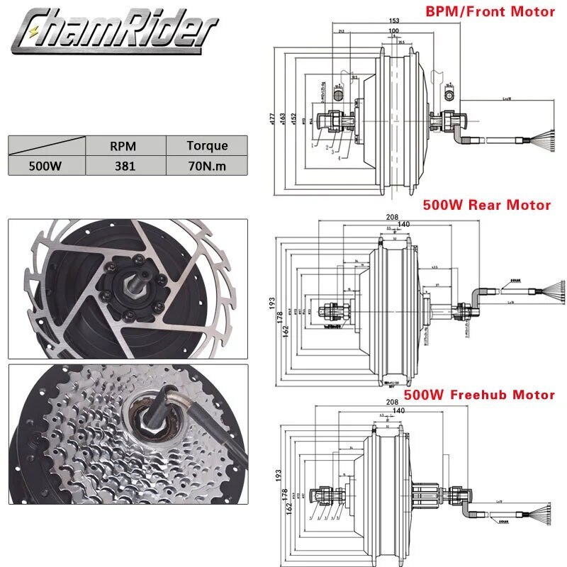 48V 500W 1000W Electric Bicycle Front Rear Gear Hub Motor Wheel Conversion Kit