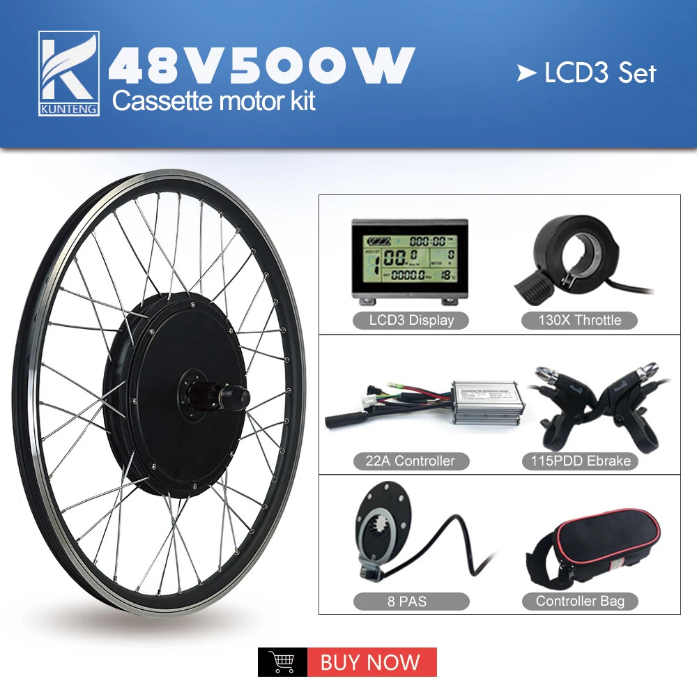 E-bike Conversion Kit 20-29Inch 700C 36V 48V 500W Rear Cassette Hub Motor Wheel