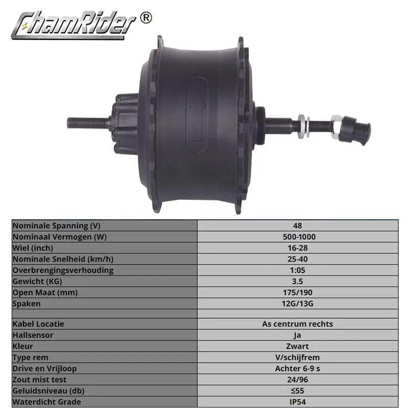 48V 750W Brushless Gear Rear Wheel Drive Hub Motor Fat E-bike for 175 mm 190mm