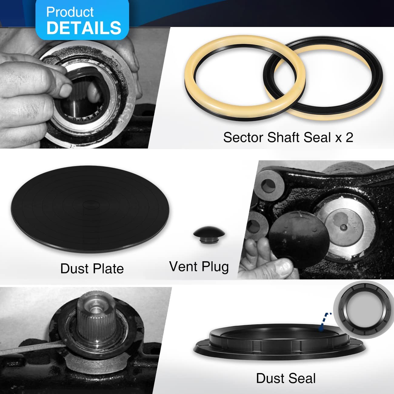 Replace for Sheppard M100 M90 Power Steering Gear, Sector Shaft Seal Kit,…