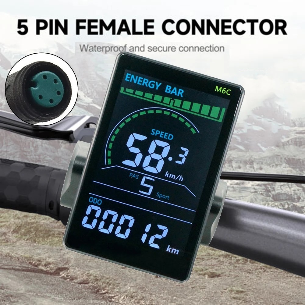 24V 36V 48V 60V M6C Electric Bike LCD Display Meter Color Screen 5pin UART2 US