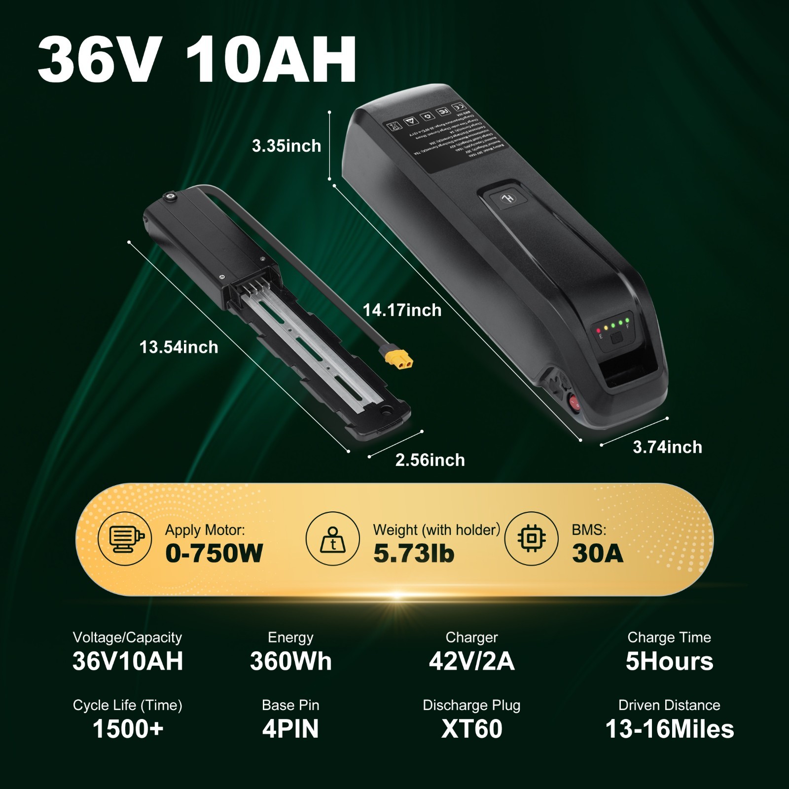 36V Ebike Battery 36V 10AH/15AH/20AH Lithium Battery For Bicycle 0-1200W Motors