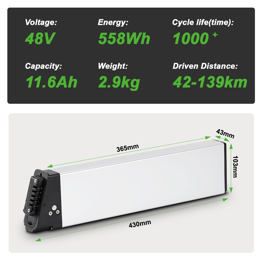 Lithium-ion Pedelec Battery 48V 11.6Ah for Samebike LO26 20LVXD30,LAFLY X3 X5