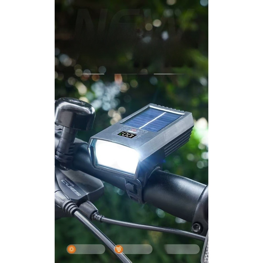 Solar Bike Front Light 100 Lumen Dual 3030 LEDs Wide 155 Deg Anti Glare
