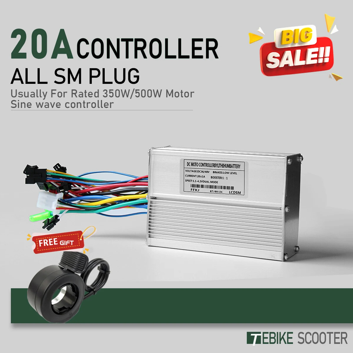 Ebike 3 Mode Sinewave 20A Controlle 36V 48V Color M5/UKC1 Display 350W500W Motor
