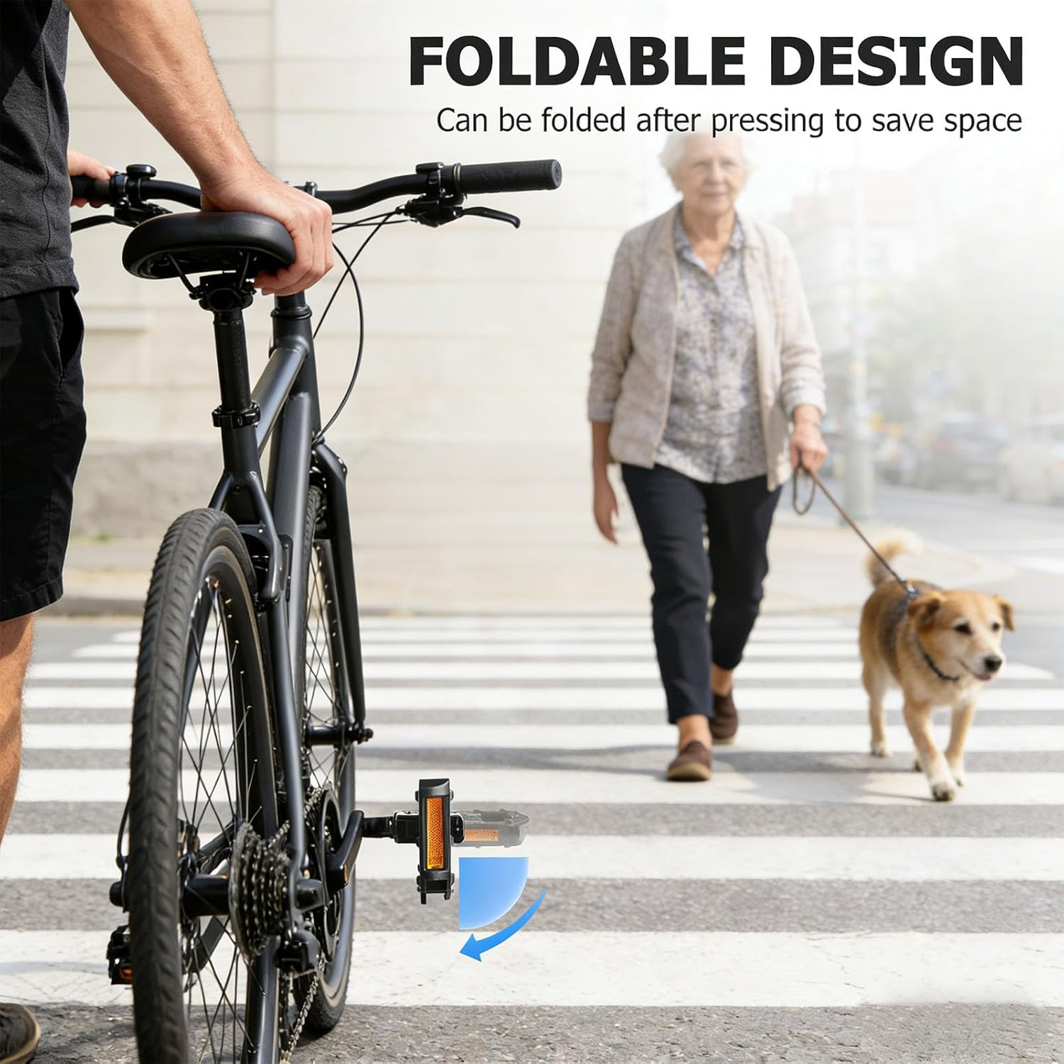 Folding Bike Pedals, Mountain Bike Pedals CNC Aluminum Bicycle Flat Pedals, 9/16