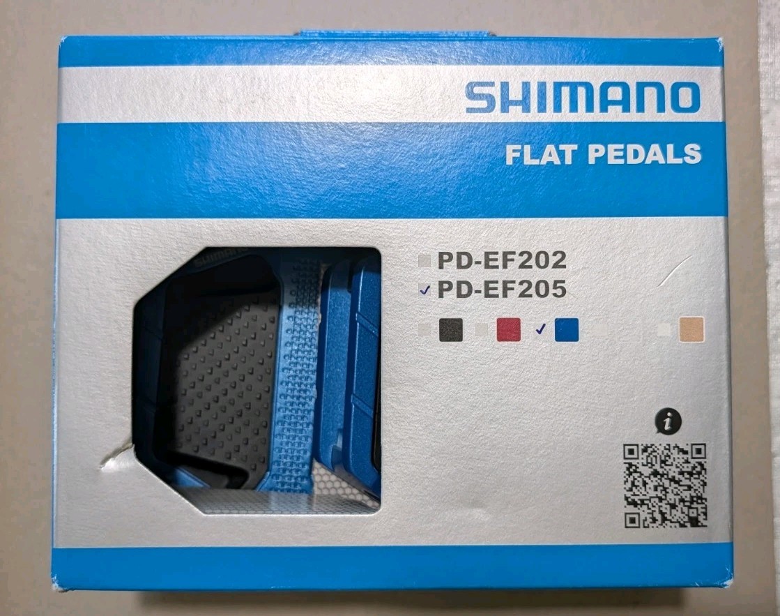 New Boxed Shimano PD-EF205 Flat Platform Pedals Blue Urban Commuter 9/16″ Alloy