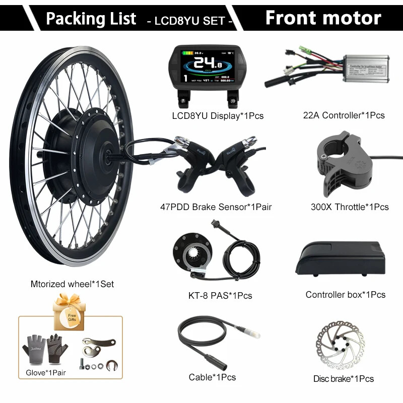 36V 48V 250W 350W 500W Mountain Electric Bike Brushless Front Wheel Hub Motor