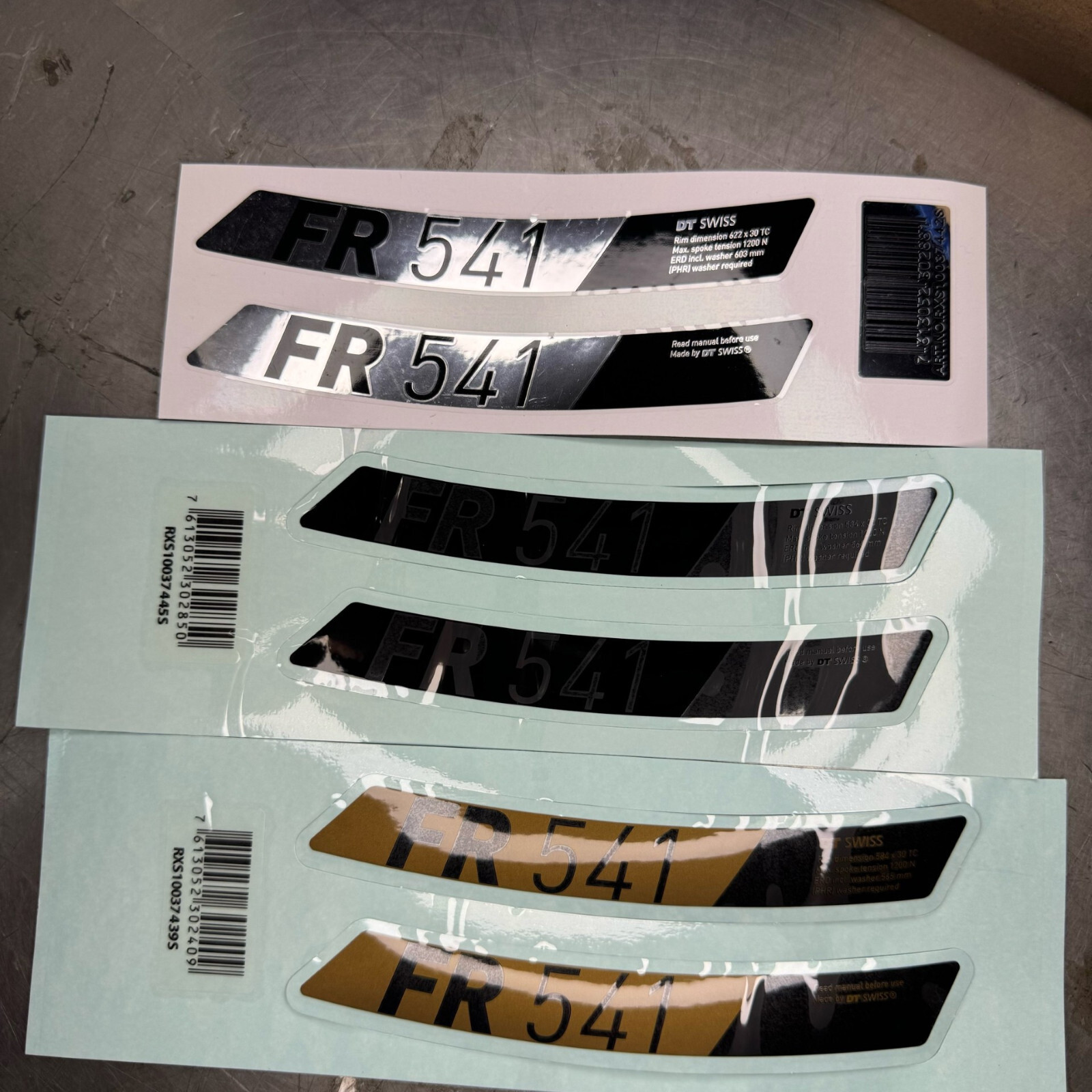DT SWISS FR541 Rim decals Gold, Silver, Black