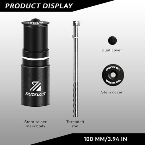 Bike Stem Riser Extender MTB, 1-1/8″ 28.6mm Bike Fork Stem, Handlebar 100mm