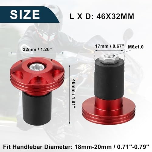Motorcycle Handlebar End Plug Aluminum Alloy 18mm-20mm 0.71″-0.79″ 32mm OD