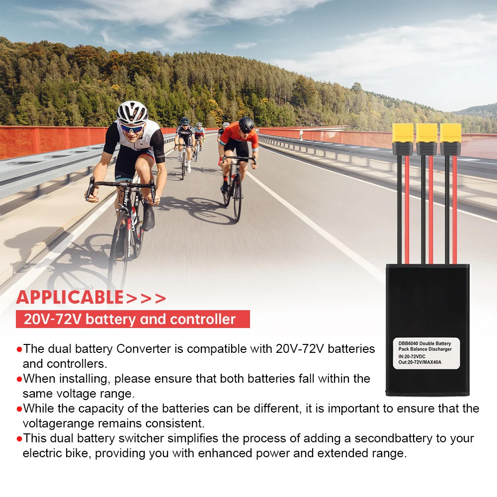 E-bike Dual Battery Discharge 20A 30A 40A 20V-72V Converter Connection Adapter