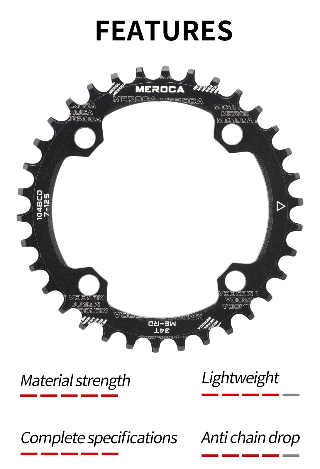 104BCD MTB Chainring Round Narrow Wide Mountain 38T Bicycle Crankset Chainwheel