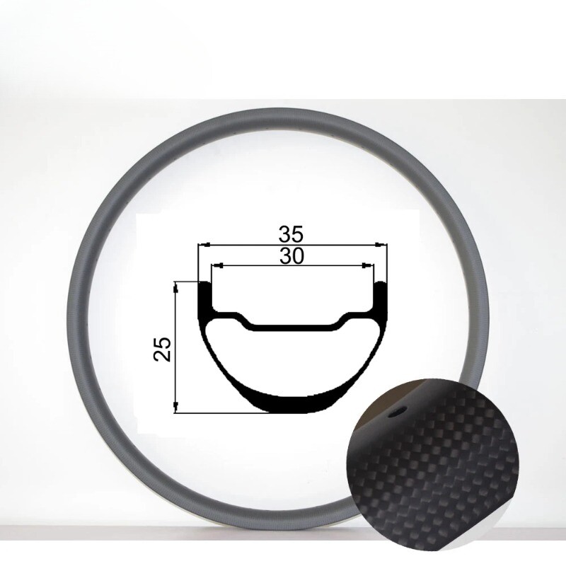 26er MTB AM Bicycle Carbon Rim Hookless Tubeless Clincher 25mmx35mm 28 32 36Hole