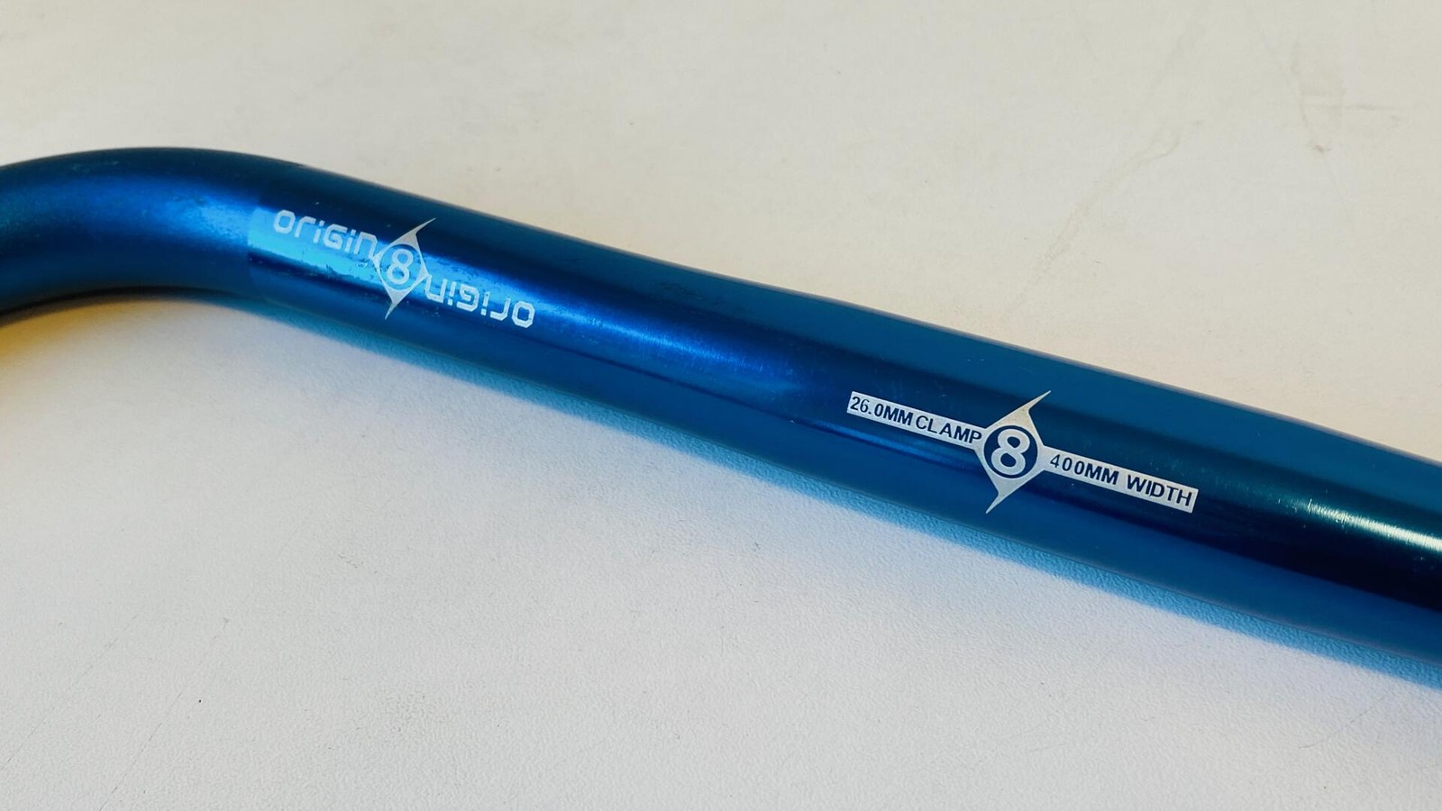 Storage-Worn NOS Origin-8 Blue Anodized Bullhorn Bars 26.0mm x 400mm