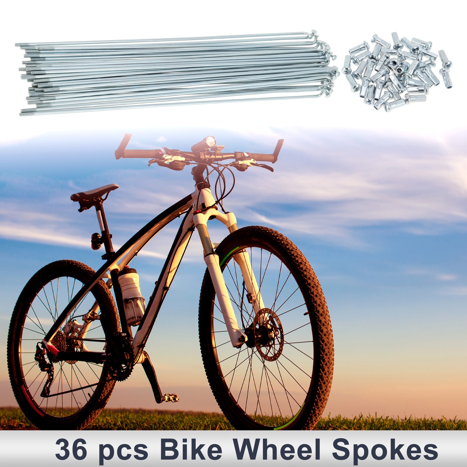 1 Set 12G 249mm Length Bicycle Spokes Nipple Carbon Steel Galvanized Silver Tone