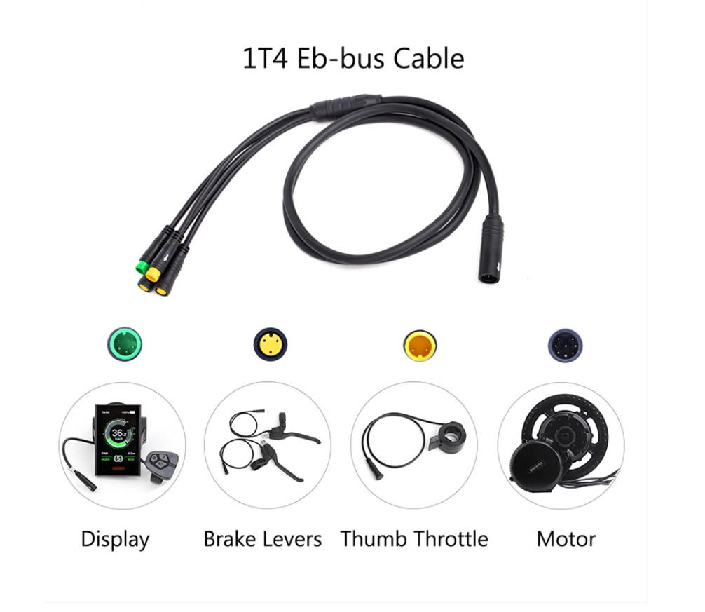 Bafang 1T4 EBUS Cable Harness for Mid-Drive Motor Kits Uart BBS01 BBS02 BBSHD