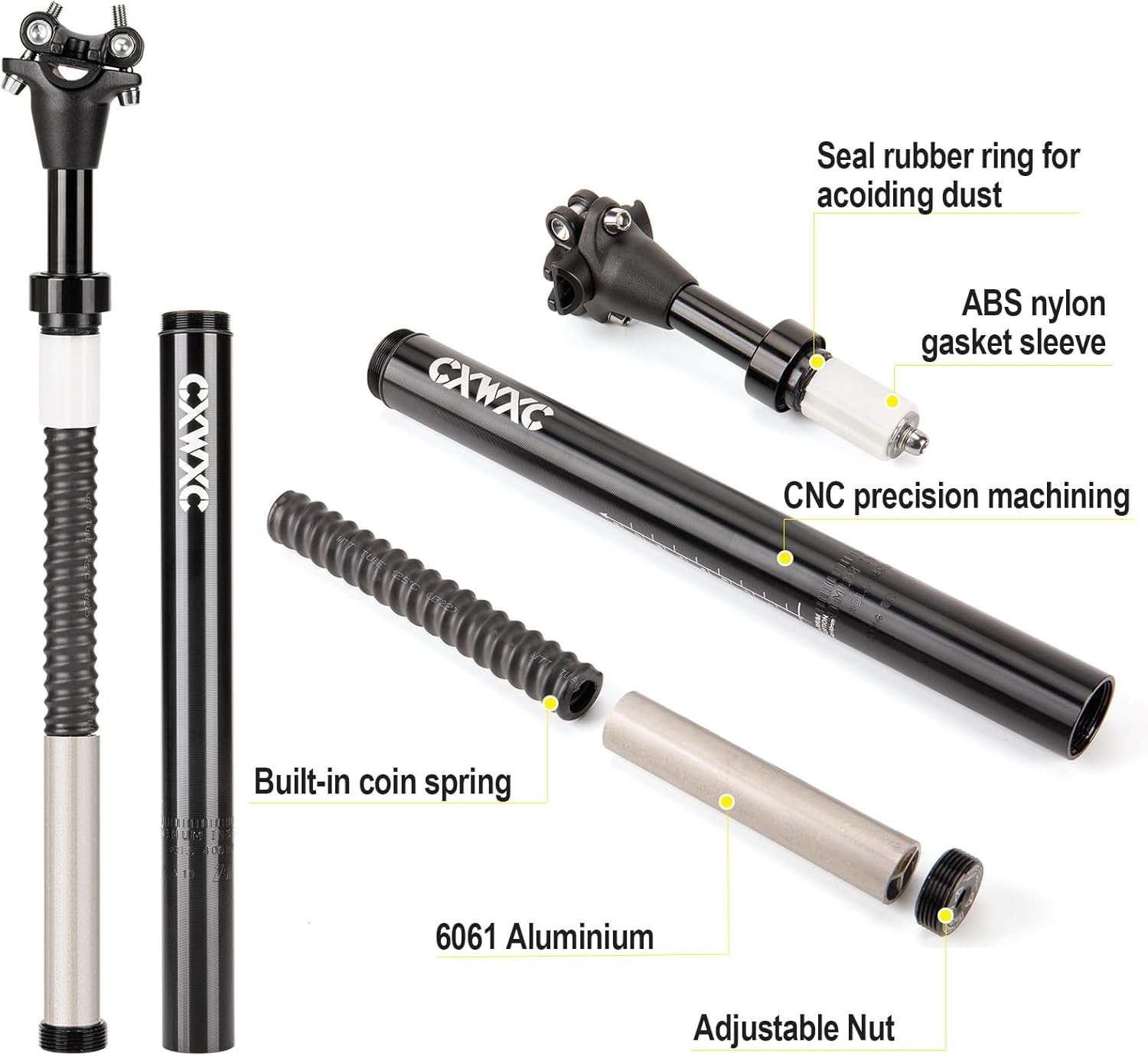 Suspension Seatpost 30.9mm x 400mm – Shock Absorber Bicycle Seat Post – Adjus…