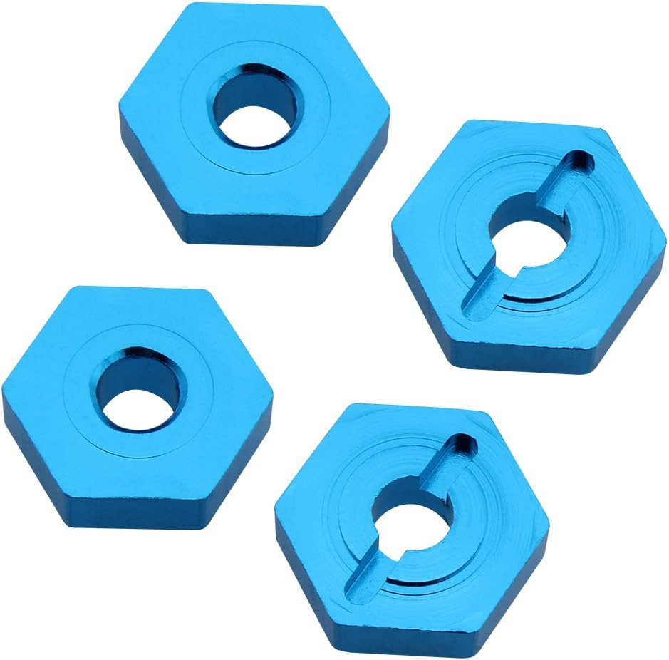 7Mm to 12Mm Aluminum Wheel Hex Hub Convert Adapter & Axle Shaft & Locknuts for W