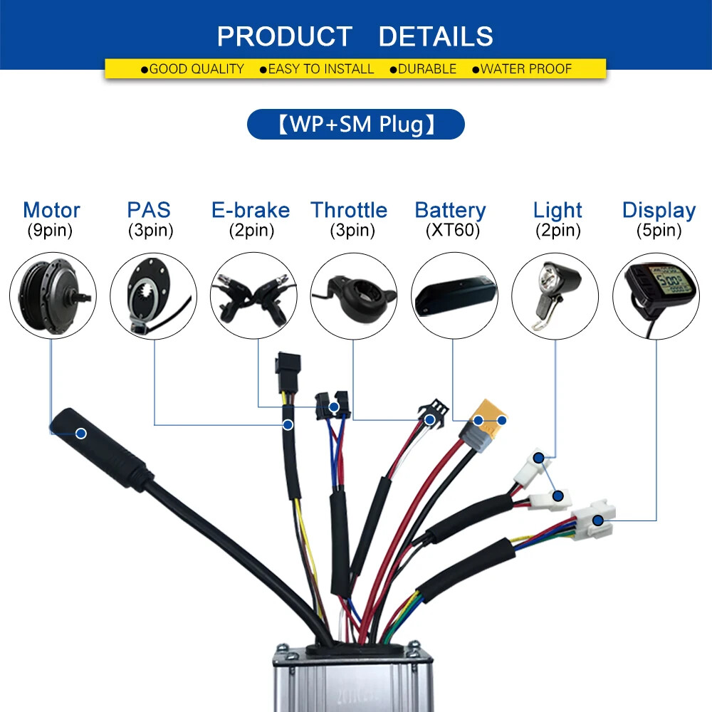 E-bike Controller 36V 48V 250W 350W 500W 750W Squarewave/Sinewave Controller