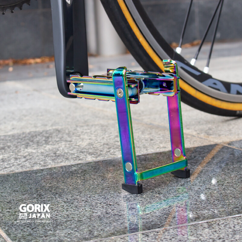 GORIX Bicycle Built-in Stand Pedals GX-FYK26 Pair Lightweight Oil Slick/Black