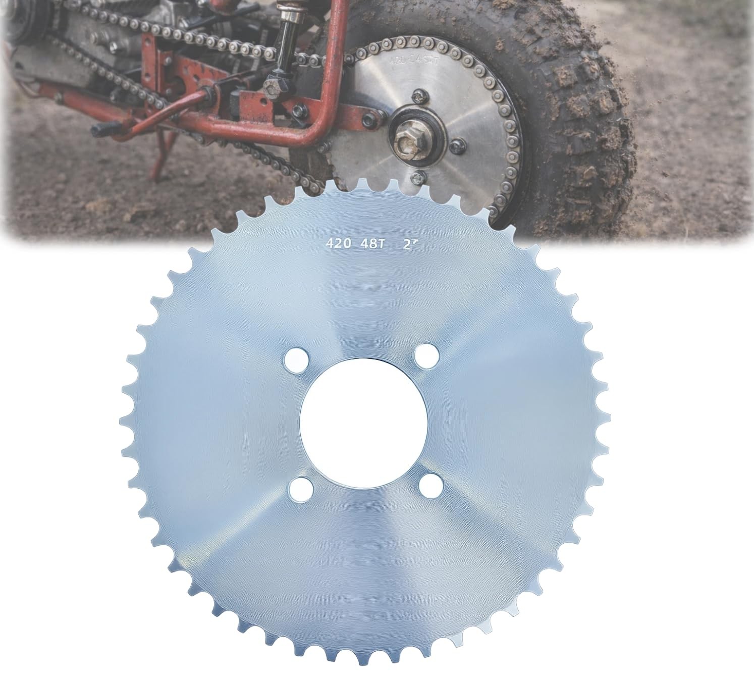 Gekufa 48 Tooth Go Kart Sprocket For 40/41/420 Chain 2 Bore Heavy Duty Steel