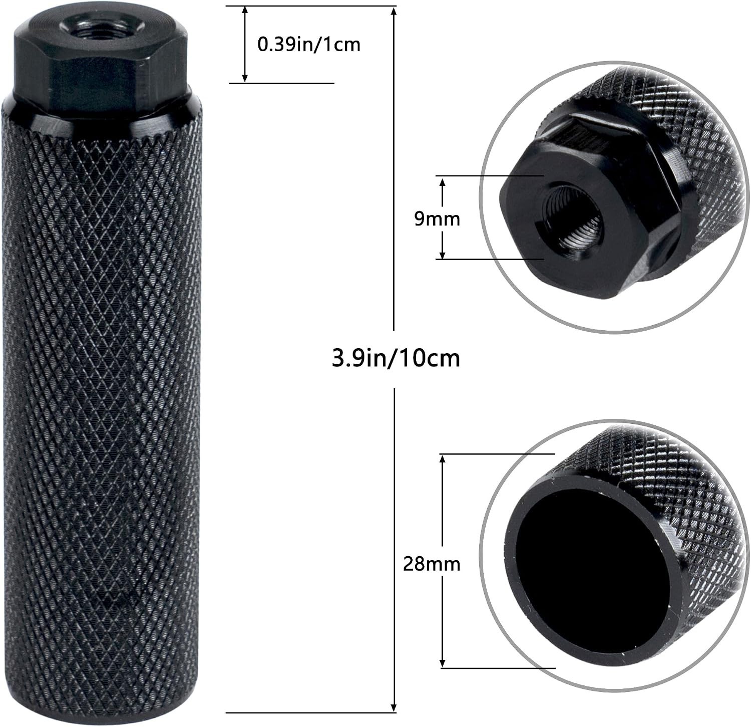 2PC Black Aluminum Alloy Bike Pegs for 3/8 inch Axles – Anti-Skid Stunt Support