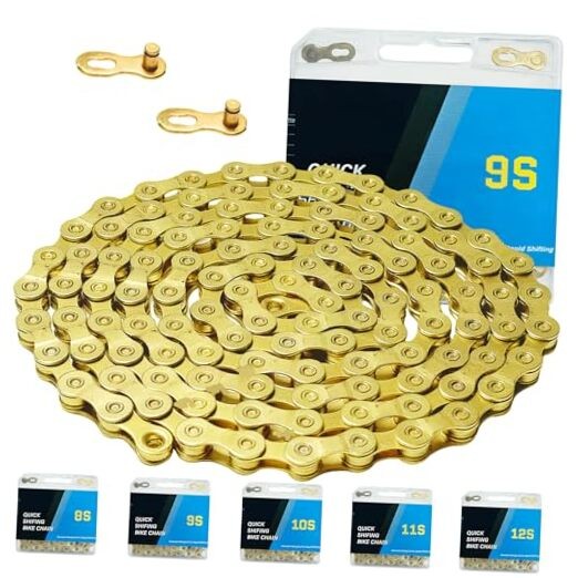 6/7/8/9/10/11/12 Speed Bike Chain – High-Strength, Durable & Gold-9-Speed