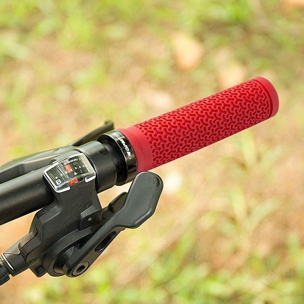 Bike Handlebar Grips, Single Lock, Rubber, Non-Slip, Ergonomic, 131mm