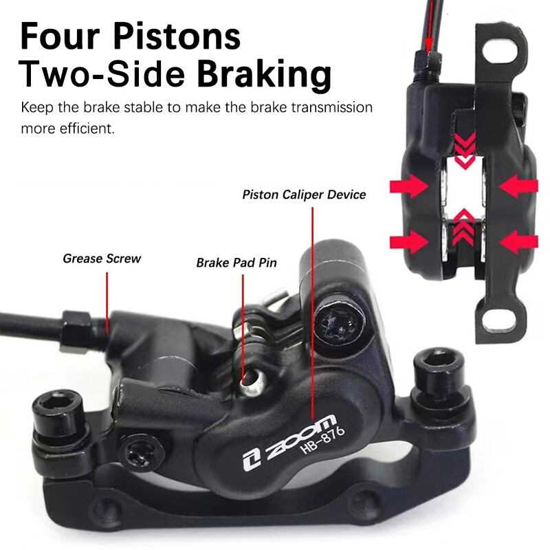 ZOOM Hydraulic Disc Brake 4-Piston Caliper Lever IS/PM 160mm Mountain Bike Part