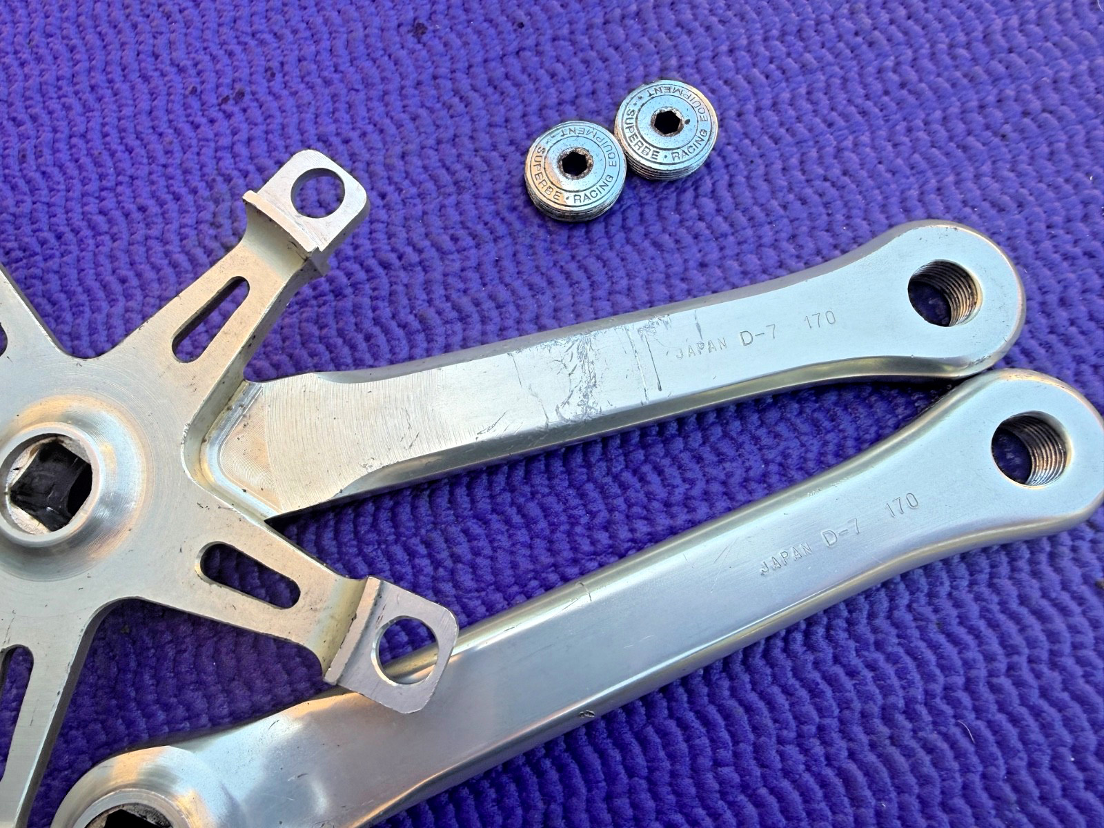 Sun Tour Superbe CW-1000 Crankset 170mm 52/42 Silver First Gen complete RARE EX+