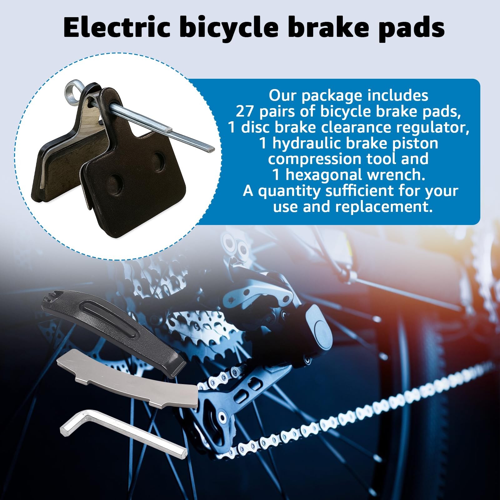 27 Pairs Bike Brake Pads, Bicycle Disc Brake Pads Replacement Ebike Brake Pad…
