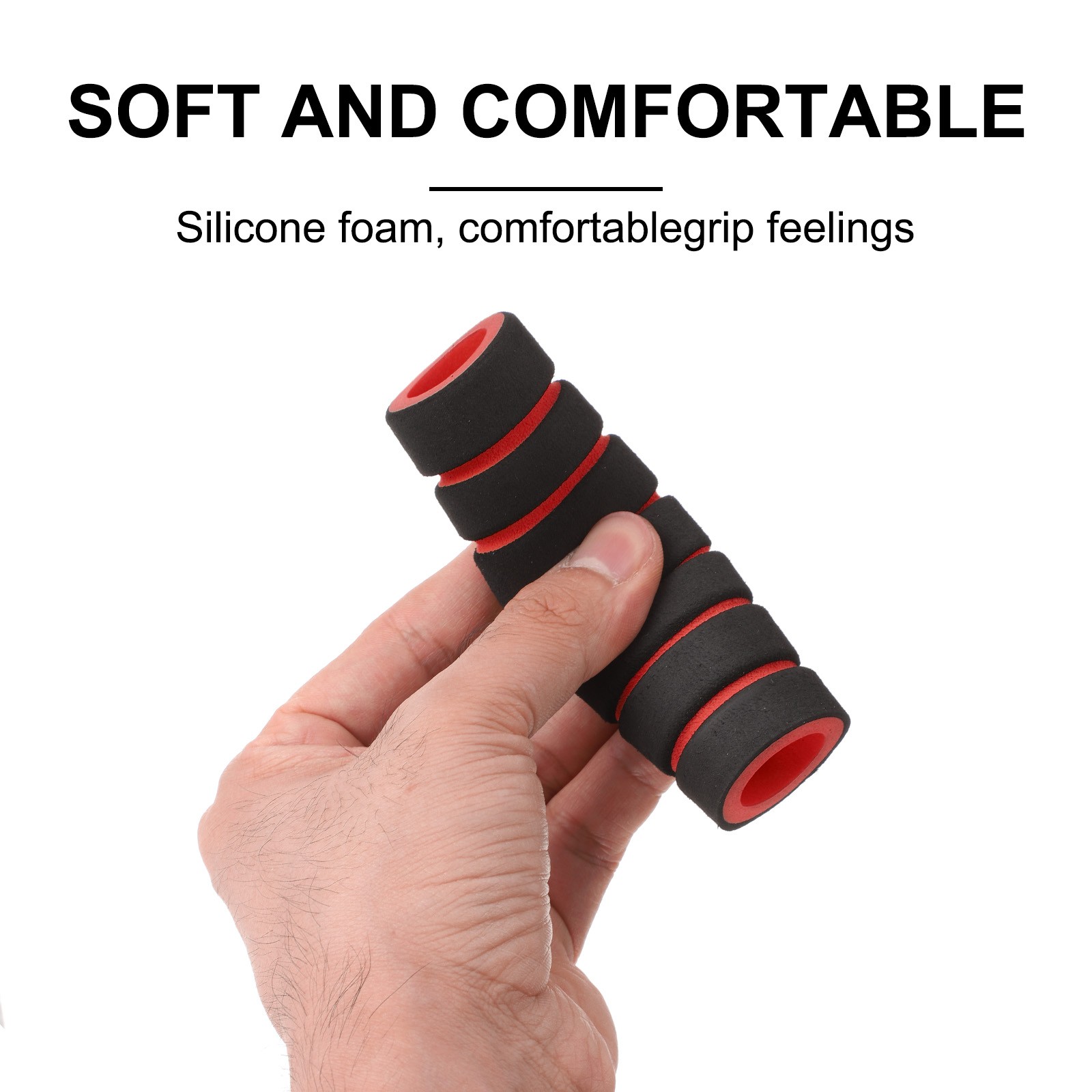 2 Pcs Bike Handlebar Grips 0.78″ Sponge for BMX Mountain Bikes, Black-Red