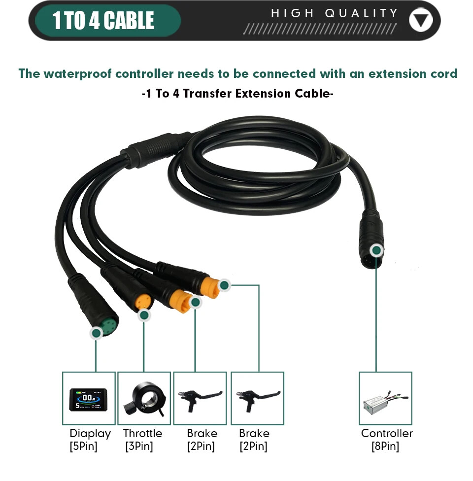 30A Controller Waterproof Conversion Kit with Display Ebrake Throttle PAS 1T4