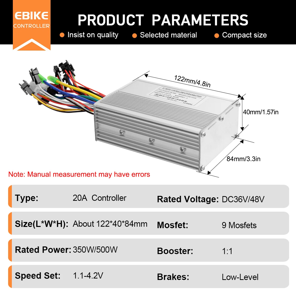 Ebike 3 Mode Sinewave 20A Controlle 36V 48V Color M5/UKC1 Display 350W500W Motor