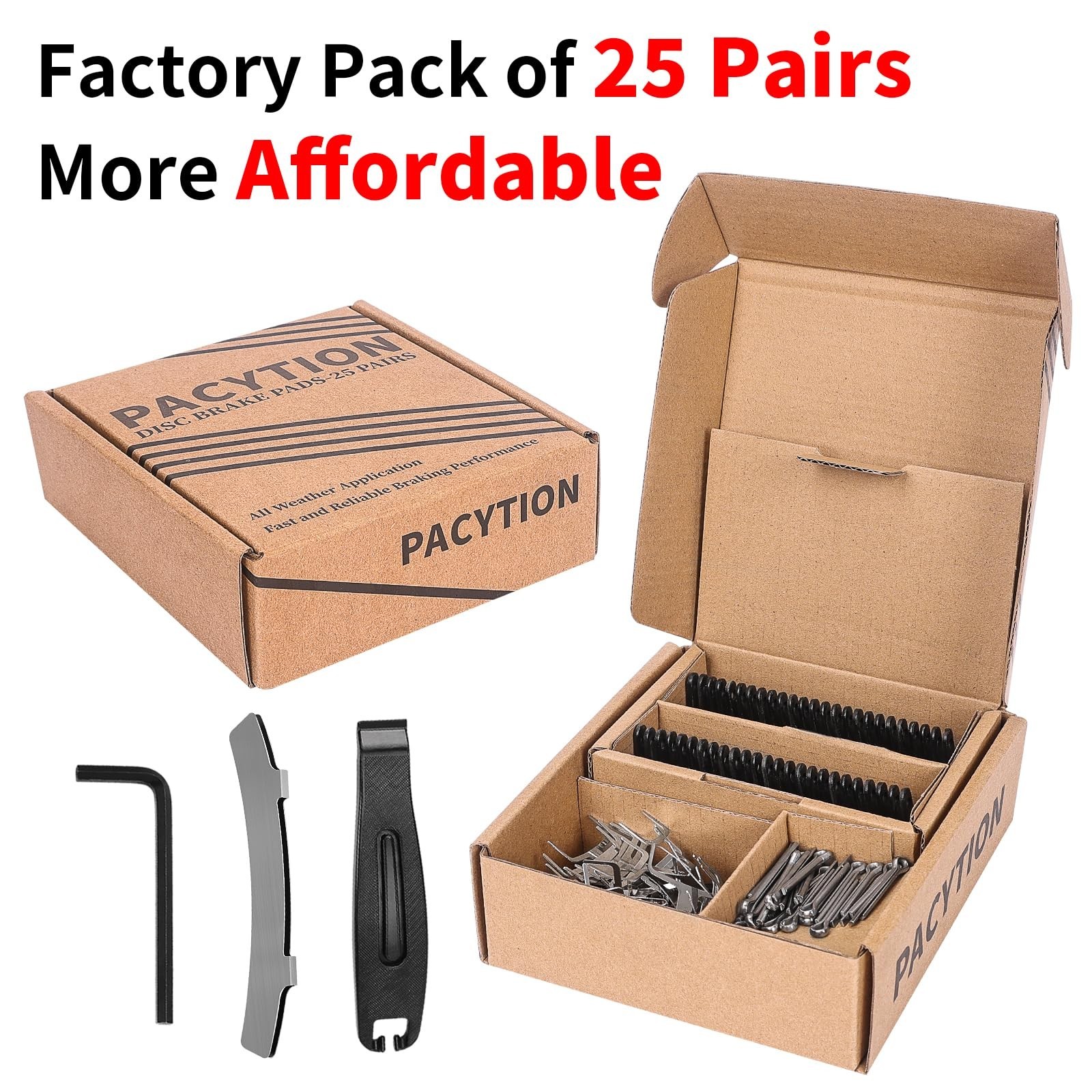 25 Pairs MTB Bike Brake Pads Compatible with Shimano & Tektro, Disc Brake Tools