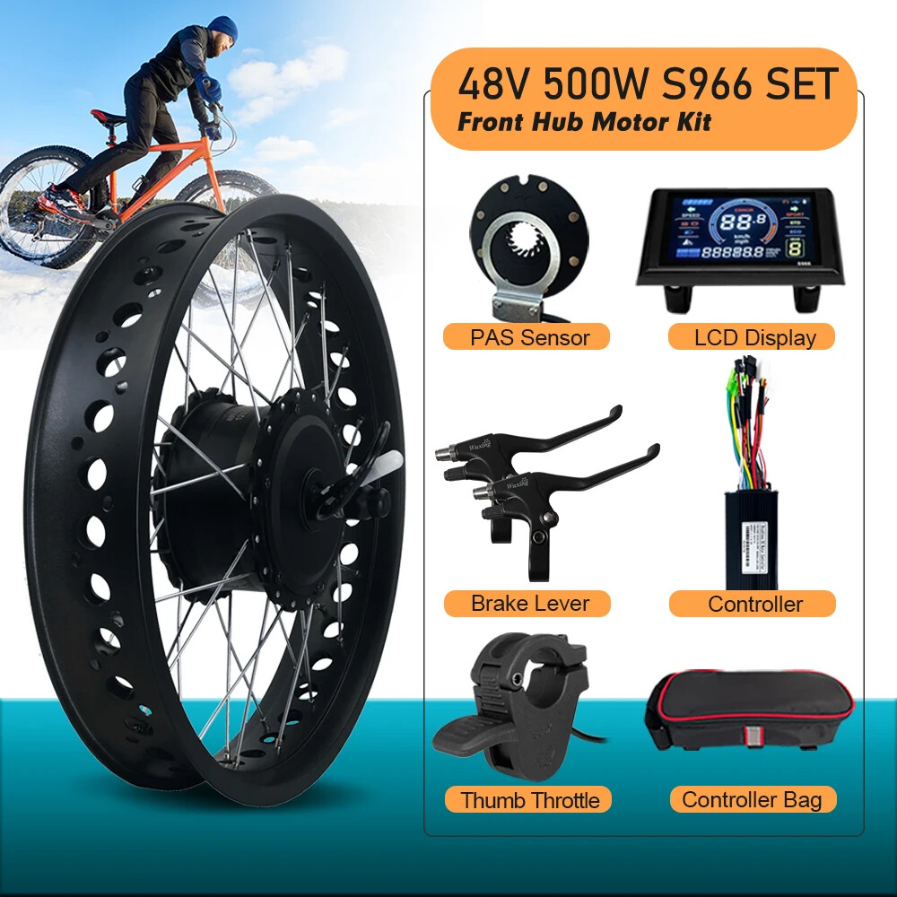 36V 48V 500W 20 24 26inch Snow Fat E-Bike Brushless Gear Front Hub Motor Wheel