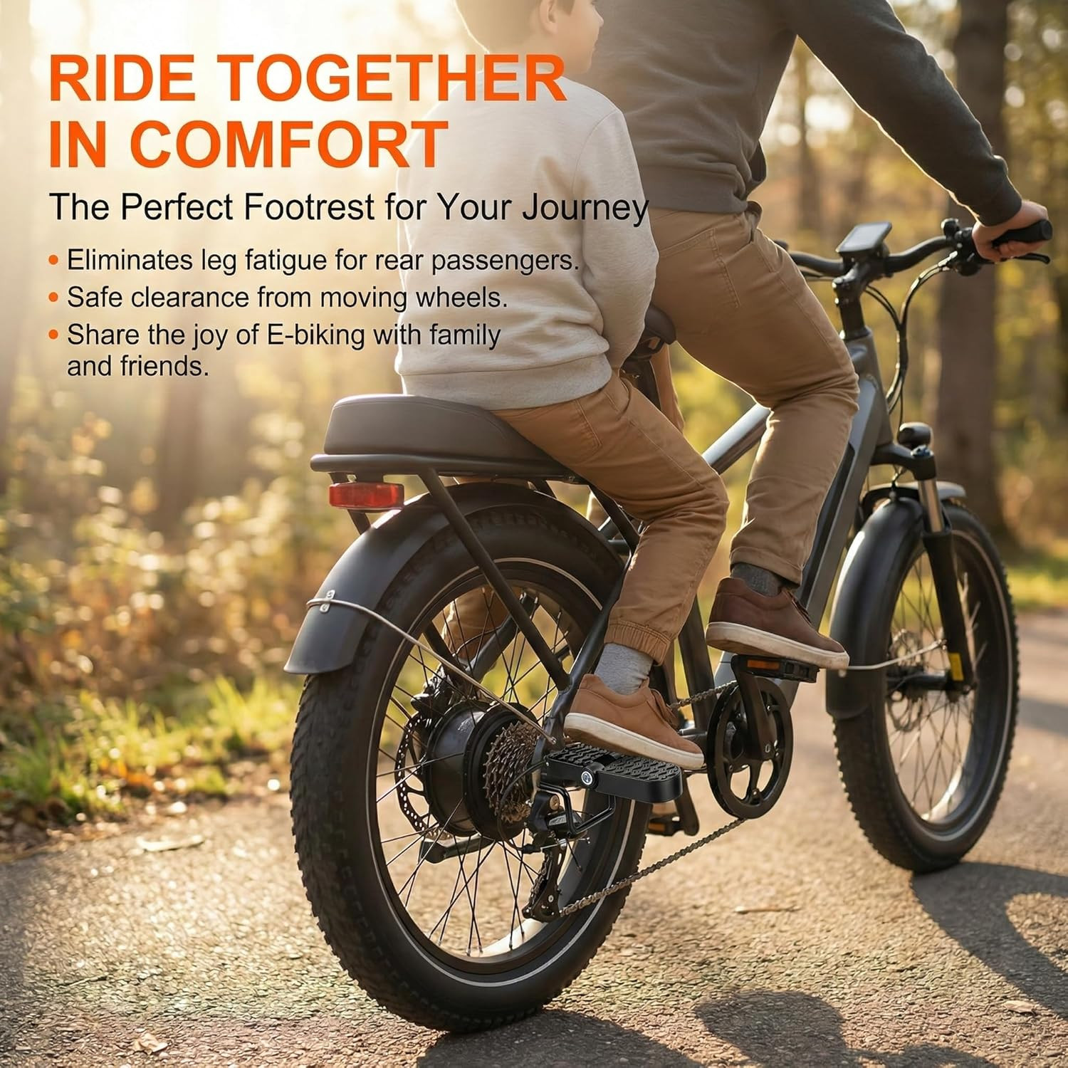 Heavy Duty E-Bike Foot Pegs for 15Mm(0.59″) Axle ONLY, Anti-Slip Foldable Rear P