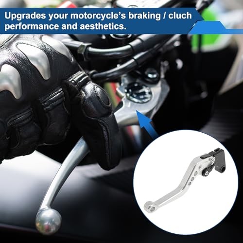 Short Brake Clutch Levers for Yamaha FZ6R 2009-2017 6 Position Silver Tone