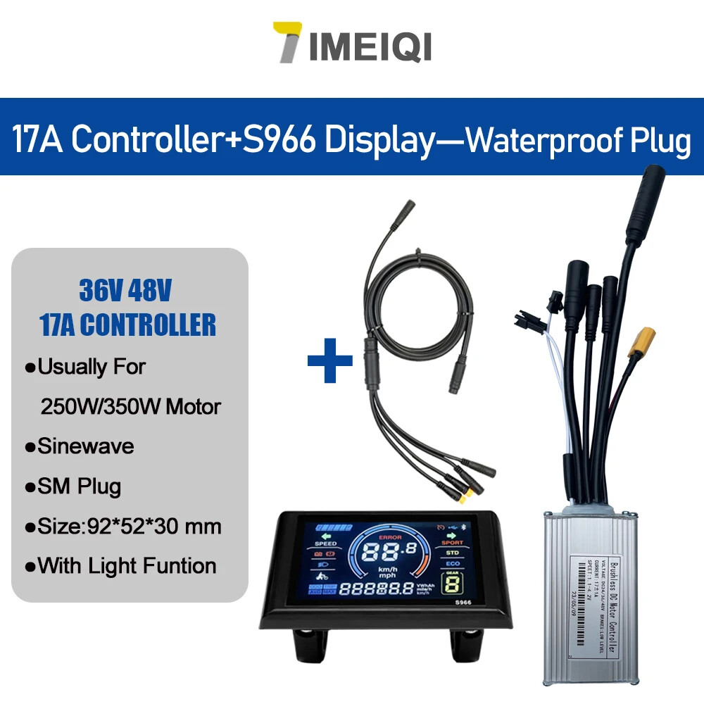 Three-Mode Ebike Sine Wave Controller 36V 48V 17-40A with LCD S866 S966 Display